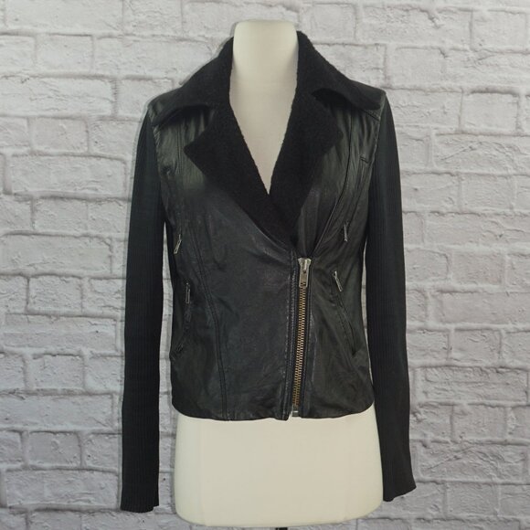 Vintage Y2k Catherine Malandrino Lambskin Leather Moto Jacket